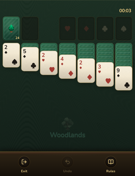 Игровое поле Woodlands с картами для пасьянса «Косынка»